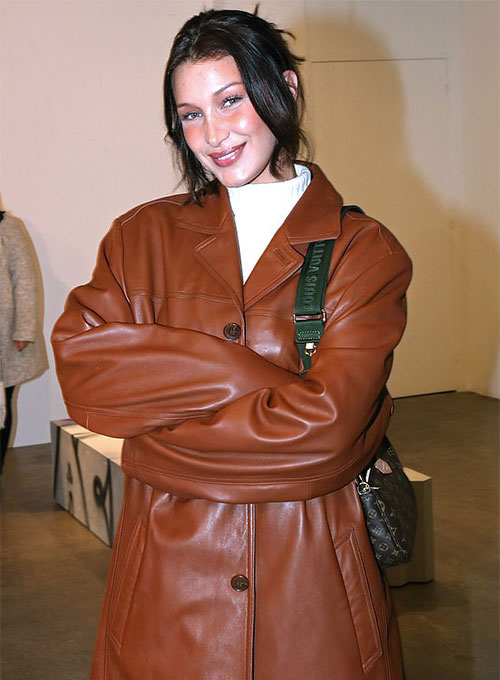 (image for) Bella Hadid Leather Trench Coat - Click Image to Close