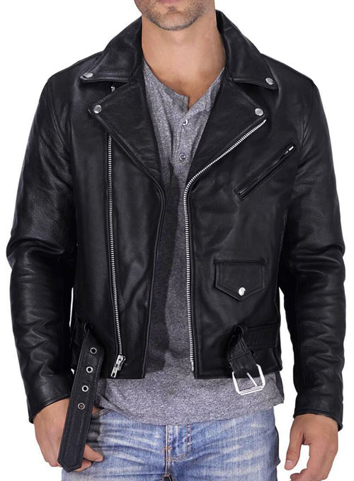 DENIM AND LEATHER BIKER JACKET IN GREY LEOPARD – JONNY COTA