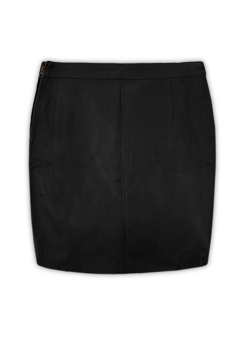 Black Basic Leather Skirt - # 153 - M Regular - Click Image to Close