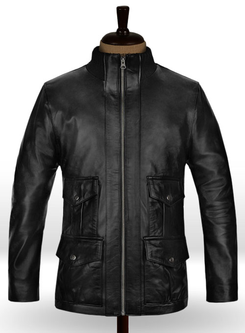 Black Daniel Craig Royal Casino Leather Jacket