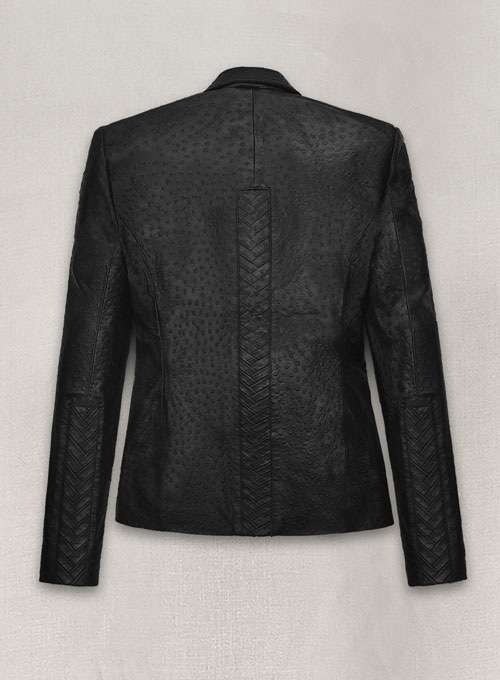 (image for) Black Ostrich Eva Mendes Ghost Rider Leather Blazer - Click Image to Close