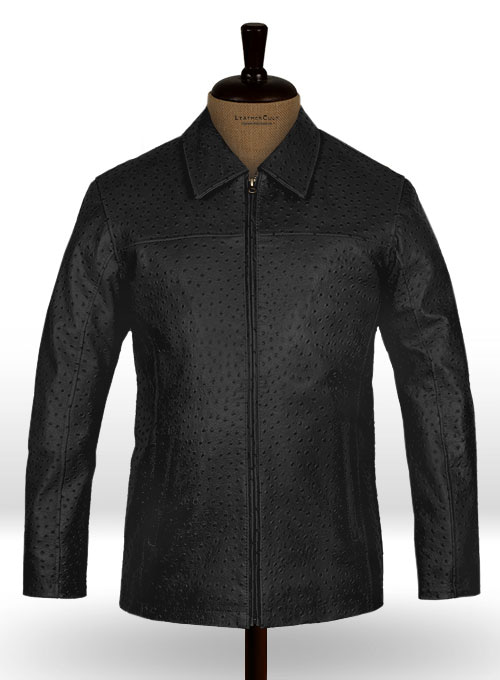  Black Ostrich Leather Hipster Jacket #2