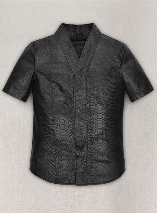 (image for) Black Python Kanye West Leather Shirt - Click Image to Close