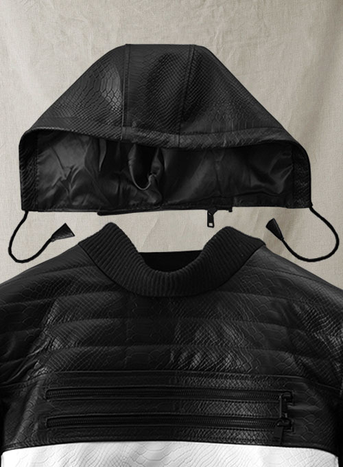 Black Python Tornado Convertible Leather Jacket - Click Image to Close