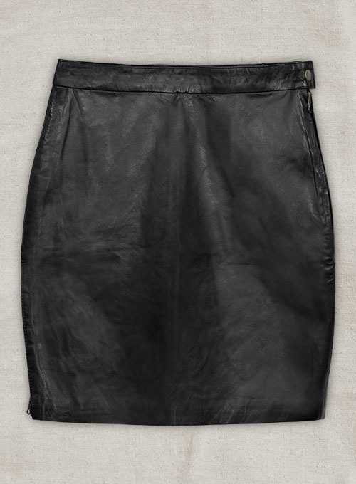 (image for) Black Scalloped Leather Skirt - # 476 - M Regular - Click Image to Close