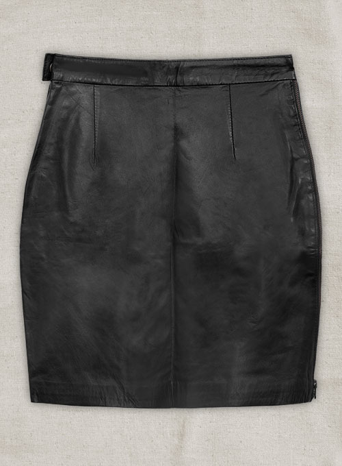 (image for) Black Scalloped Leather Skirt - # 476 - M Regular - Click Image to Close