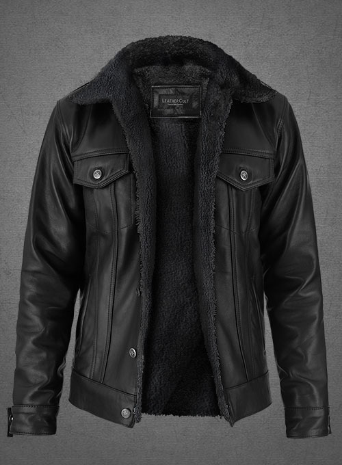 Black Sherpa Leather Jacket
