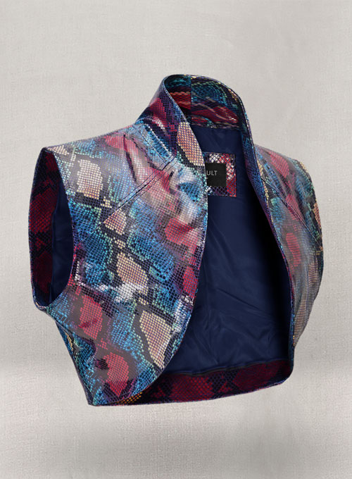 (image for) Bold Blue Python Bolero Leather Jacket # 2 - Click Image to Close