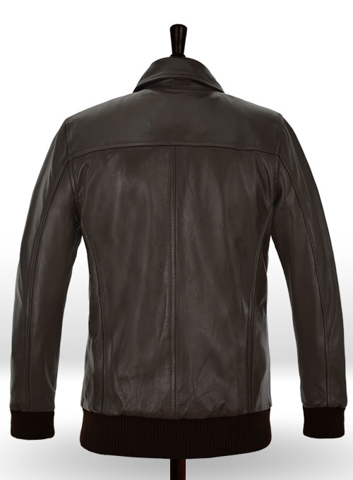 (image for) Brown Wax Classic Bomber Leather Jacket - Click Image to Close