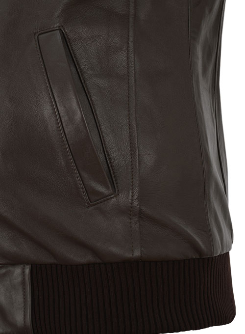 (image for) Brown Wax Classic Bomber Leather Jacket - Click Image to Close