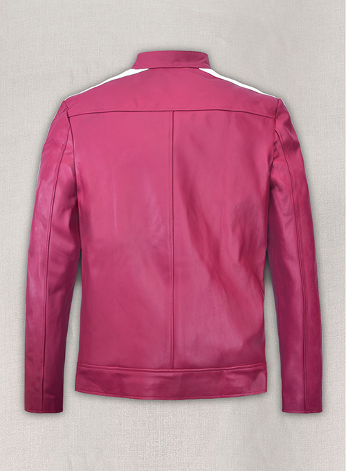 (image for) Bright Pink Leather Jacket Sportsman Stripe - Click Image to Close