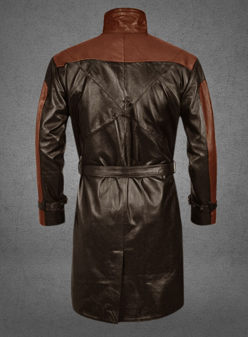(image for) Brown Aiden Pearce Watch Dog Leather Trench Coat - Click Image to Close