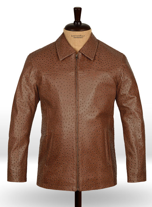 (image for) Brown Ostrich Leather Hipster Jacket #2 - Click Image to Close