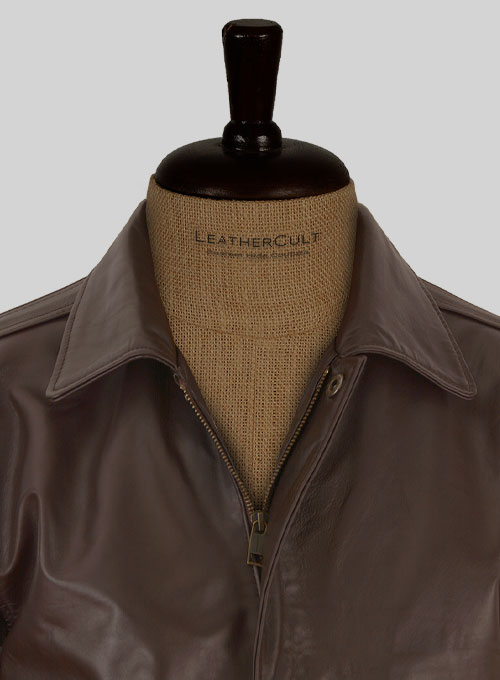 (image for) Brown Steve Carell Welcome to Marwen Bomber Leather Jacket - Click Image to Close