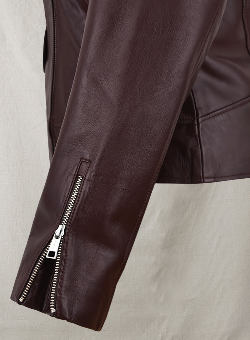 (image for) Burgundy Meghan Markle Leather Jacket - Click Image to Close