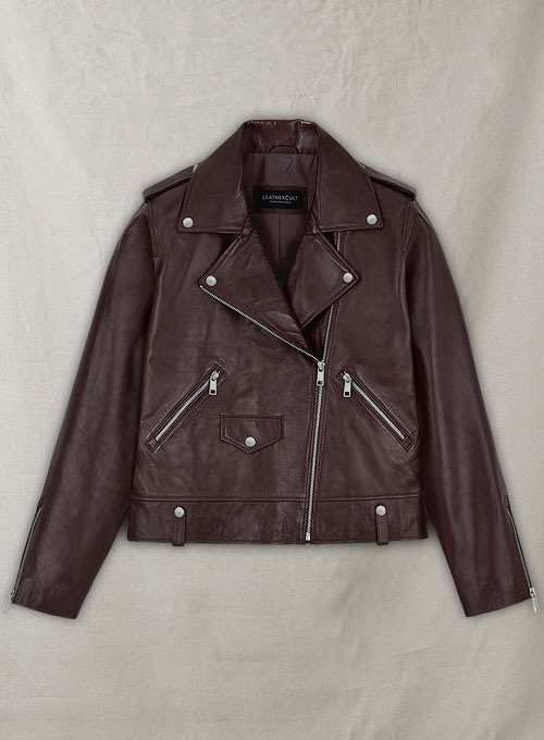 (image for) Burgundy Meghan Markle Leather Jacket - Click Image to Close