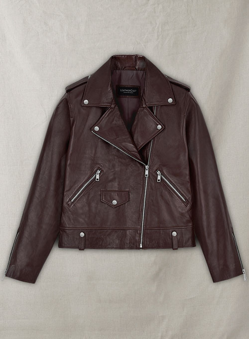 Nappa leather biker jacket - Burgundy