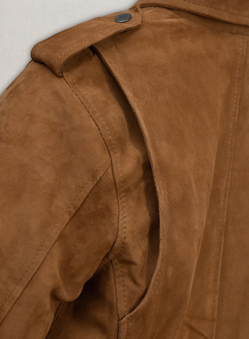 (image for) Caramel Brown Suede Pure Leather Biker Jacket #2