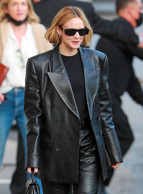 (image for) Carey Mulligan Leather Trench Coat