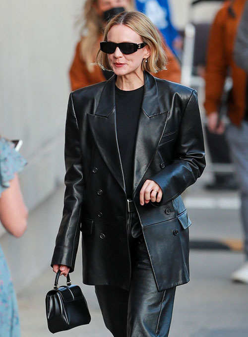 (image for) Carey Mulligan Leather Trench Coat