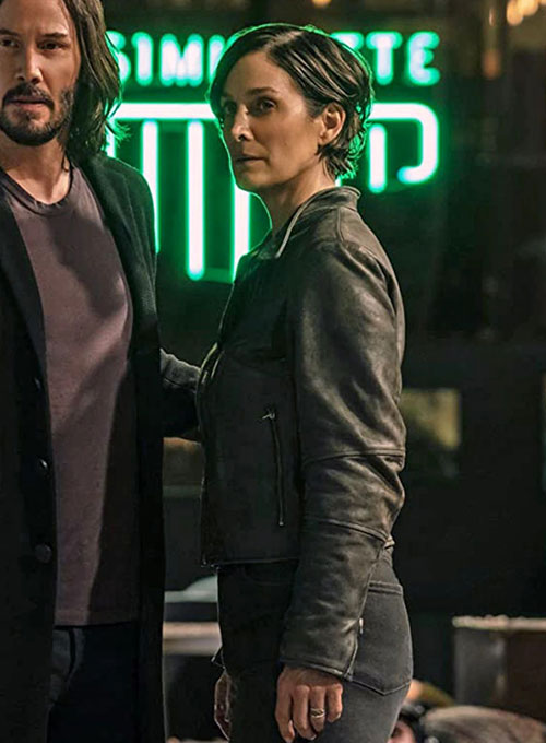 Carrie Anne Moss The Matrix Resurrections Leather Jacket - Click Image to Close
