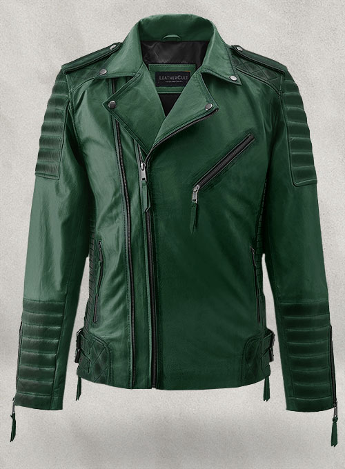 Charles Burnt Green Leather Jacket