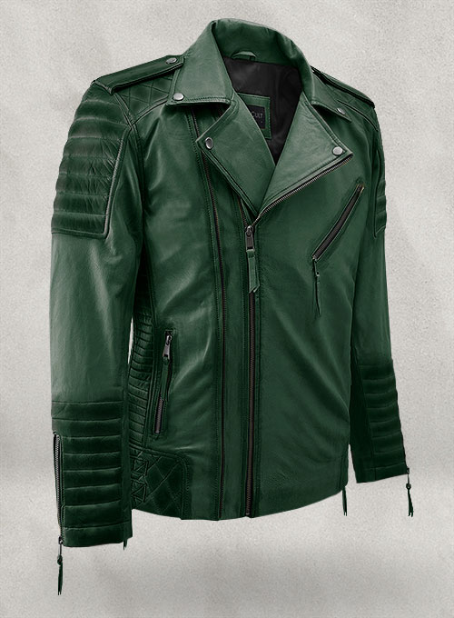 (image for) Charles Burnt Green Leather Jacket - Click Image to Close