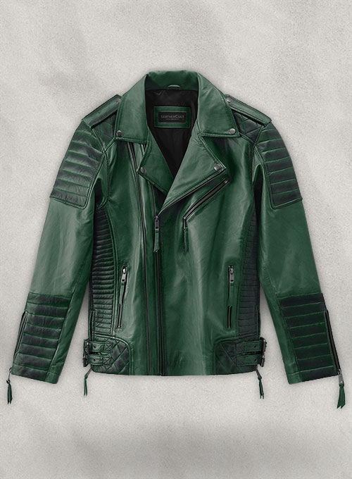 (image for) Charles Burnt Green Leather Jacket - Click Image to Close