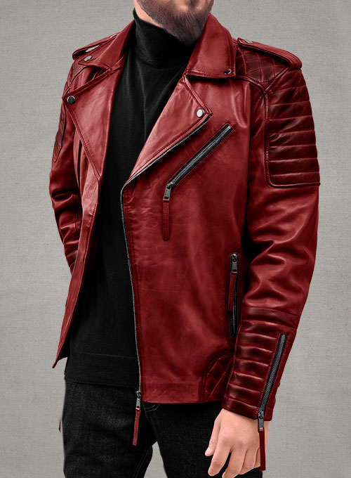 (image for) Charles Burnt Red Leather Jacket - Click Image to Close