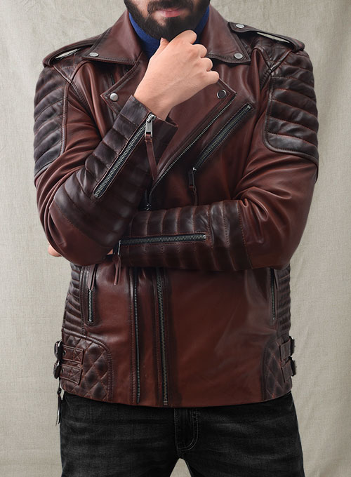 (image for) Charles Burnt Maroon Leather Jacket - Click Image to Close