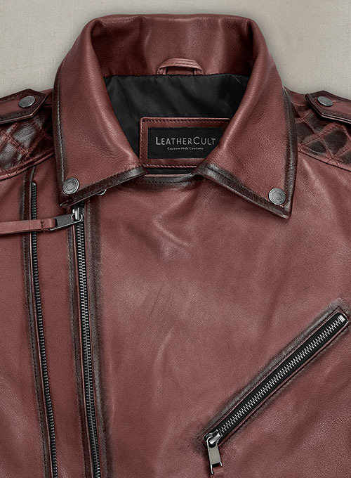 Charles Burnt Maroon Leather Jacket - Click Image to Close