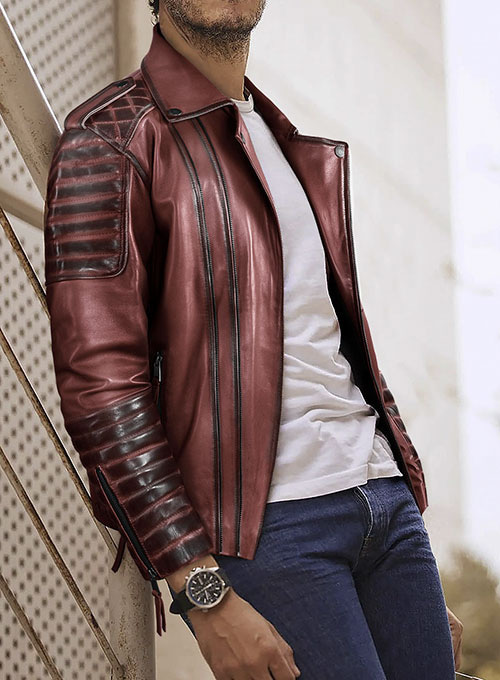 (image for) Charles Burnt Maroon Leather Jacket - Click Image to Close