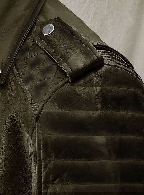 (image for) Charles Burnt Olive Leather Jacket - Click Image to Close