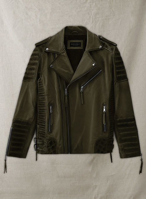 (image for) Charles Burnt Olive Leather Jacket - Click Image to Close