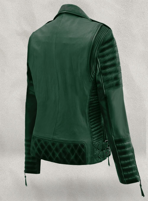Charlotte Burnt Green Leather Jacket