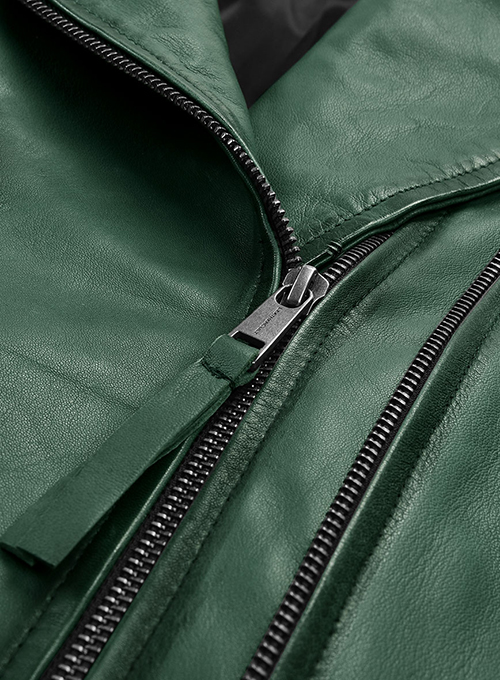 (image for) Charlotte Burnt Green Leather Jacket - Click Image to Close