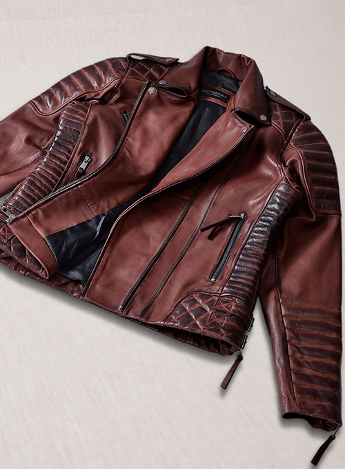 (image for) Charlotte Burnt Maroon Leather Jacket - Click Image to Close