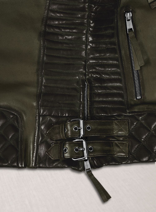 (image for) Charlotte Burnt Olive Leather Jacket - Click Image to Close