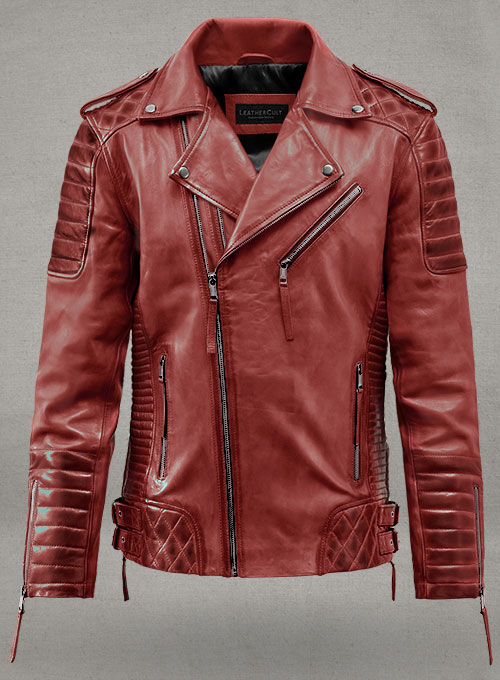 burnt red leather jacket