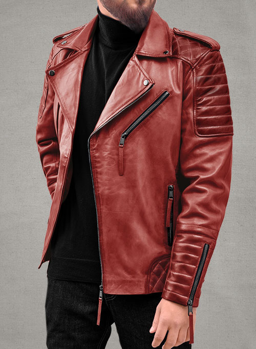 (image for) Charles Burnt Red Leather Jacket - Click Image to Close