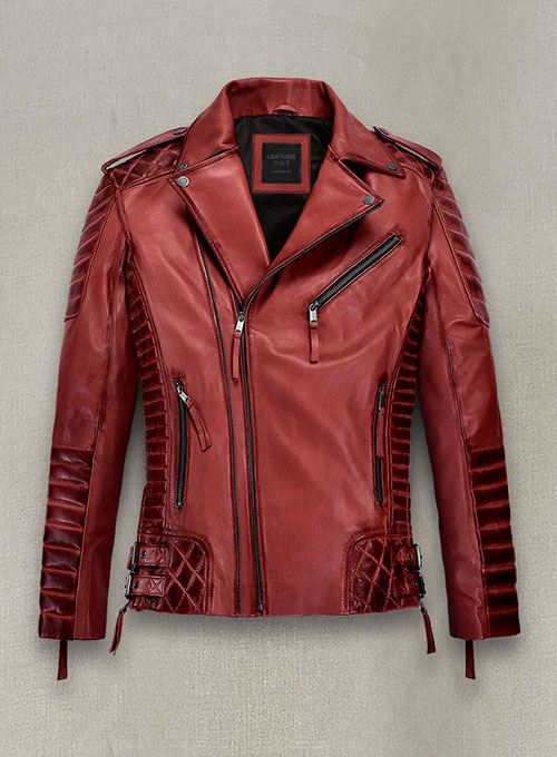 Charles Burnt Red Leather Jacket LeatherCult Genuine Custom Leather Products Jackets for Men Women