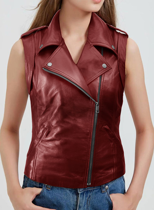 Cherry Red Leather Jacket #292