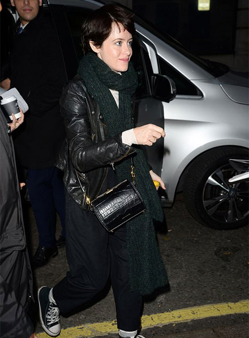 (image for) Claire Foy Leather Jacket - Click Image to Close