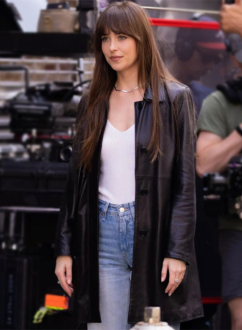 (image for) Dakota Johnson Materialists Leather Long Coat - Click Image to Close