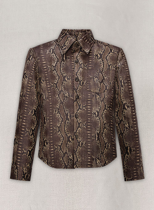 (image for) Dark Brown Python Classic Leather Shirt