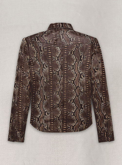 Dark Brown Python Classic Leather Shirt