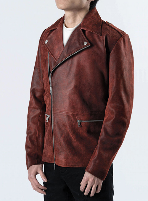 (image for) Dark Vintage Red Lewis Hamilton Leather Jacket - Click Image to Close