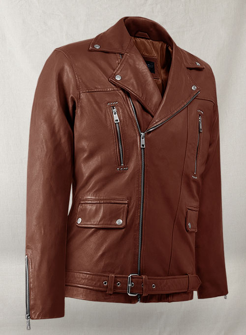 Dauntless Tan Biker Leather Jacket - Click Image to Close