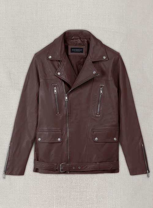 (image for) Dauntless Burgundy Biker Leather Jacket - Click Image to Close