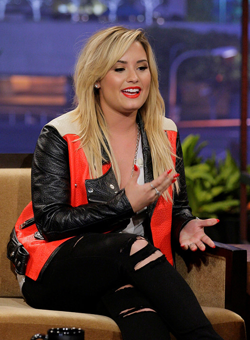 (image for) Demi Lovato Leather Jacket - Click Image to Close